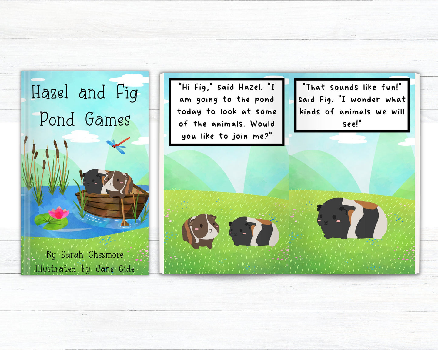 Hazel & Fig Pond Games- children's book, guinea pig book, story book, pond animal book, similarities and differences, math facts