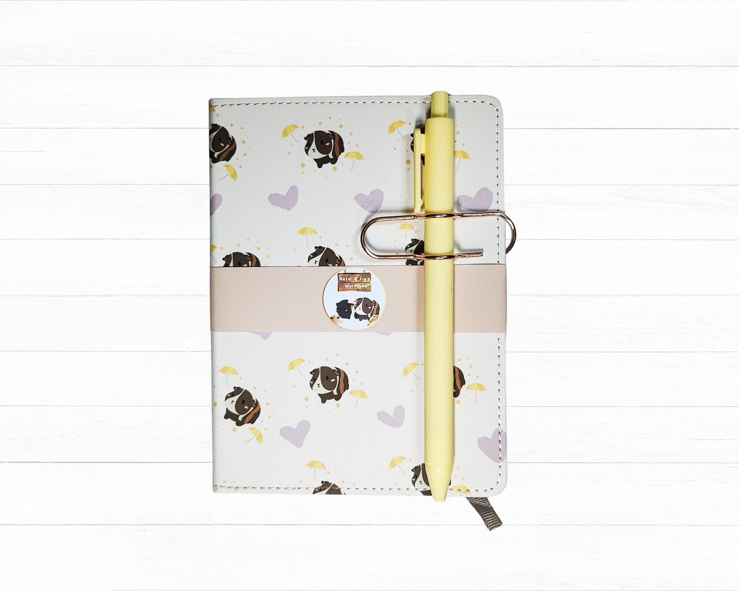 Guinea Pig Umbrella Journal- umbrella notebook, spring notebook, guinea pig notebook, A6 notebook, guinea pig A6 notebook and pen set