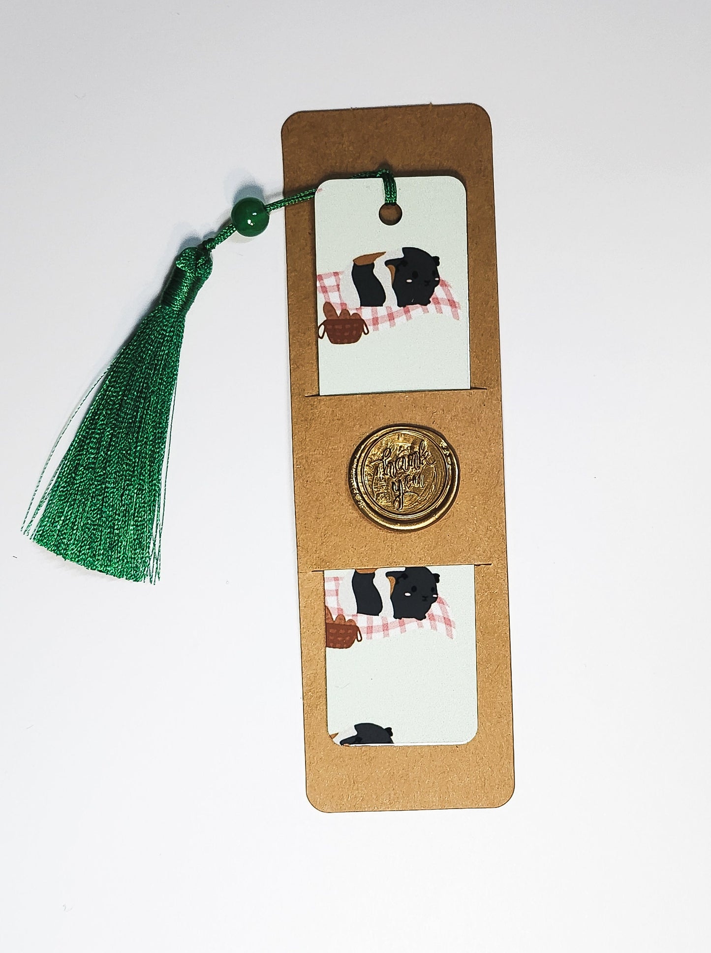 Guinea Pig Picnic Bookmark- guinea pig bookmark, picnic bookmark, guinea pig picnic, summer bookmark, green guinea pig bookmark, picnic