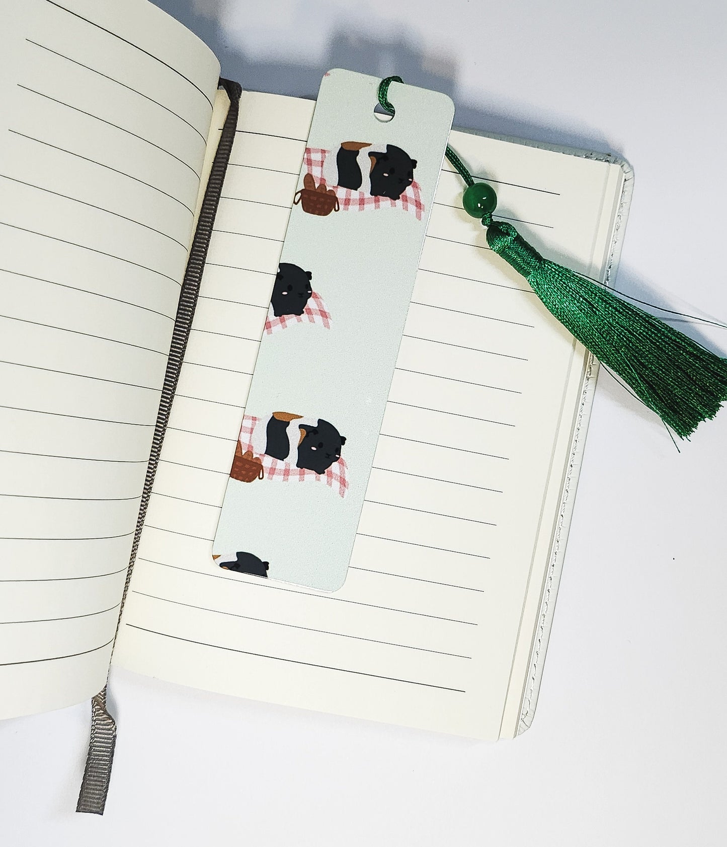 Guinea Pig Picnic Bookmark- guinea pig bookmark, picnic bookmark, guinea pig picnic, summer bookmark, green guinea pig bookmark, picnic