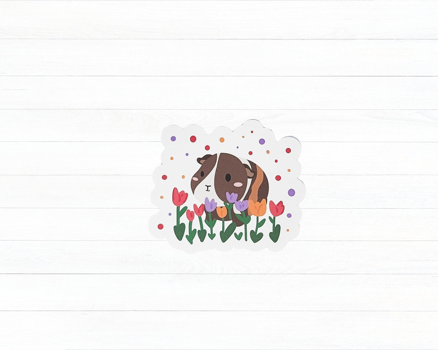 Guinea Pig Flower Sticker- spring sticker, floral sticker, guinea pig lovers, summer guinea pig sticker, spring guinea pig sticker, flowers