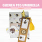 Guinea Pig Picnic Journal, Bookmark and Sticker Set- umbrella notebook, umbrella bookmark, guinea pig notebook, A6 notebook, rain sticker