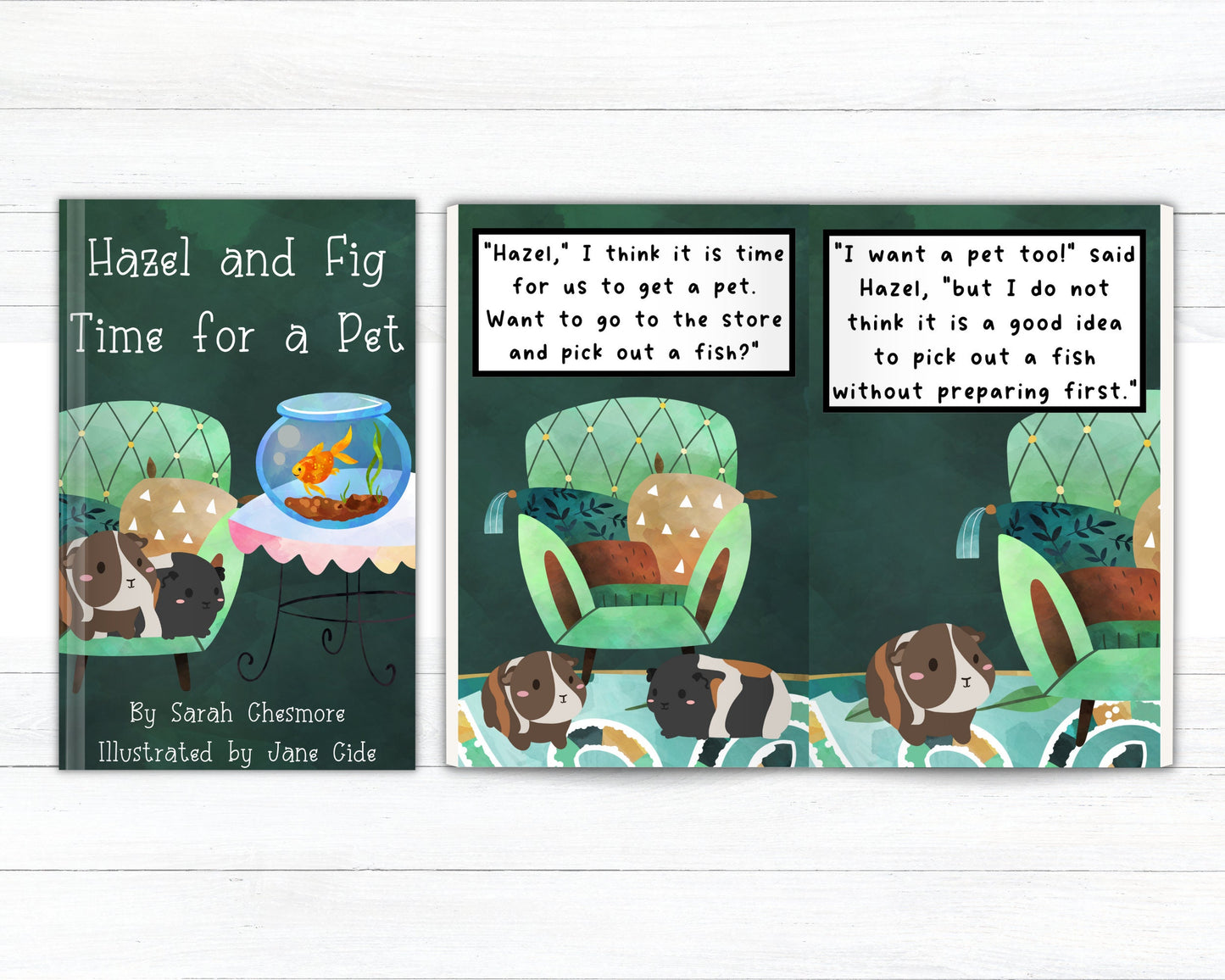 Hazel & Fig Time for a Pet- children's book, guinea pig book, story book, taking care of a pet book, book on responsibility, planning