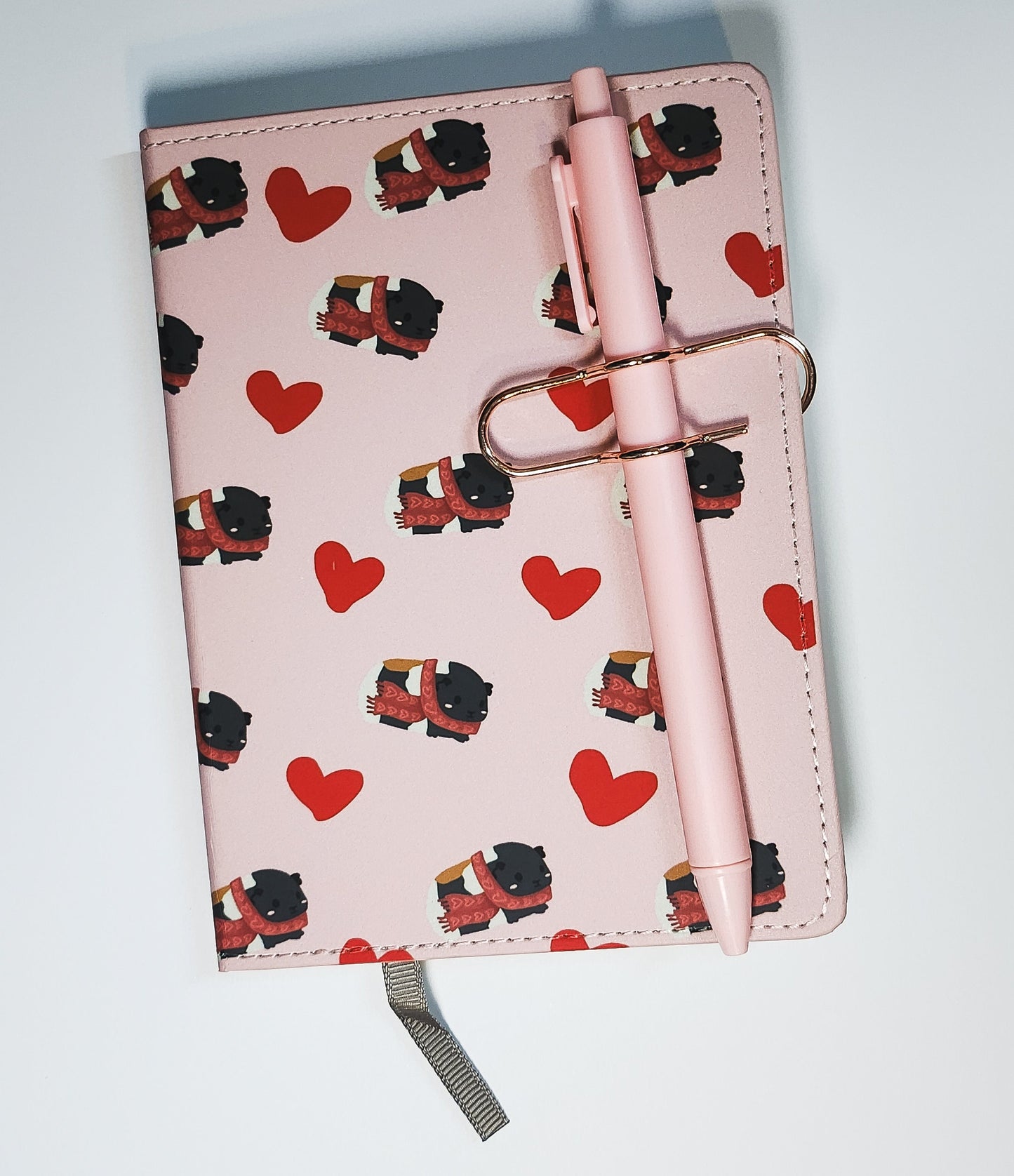 Guinea Pig Heart Journal- heart notebook, valentine's notebook, guinea pig notebook, A6 notebook, guinea pig A6 notebook and pen set