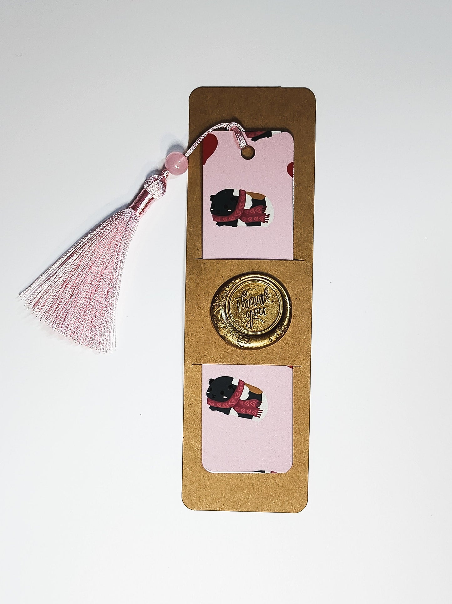 Guinea Pig & Hearts Bookmark- guinea pig bookmark, heart bookmark, guinea pig love, valentine's bookmark, pink guinea pig bookmark, hearts