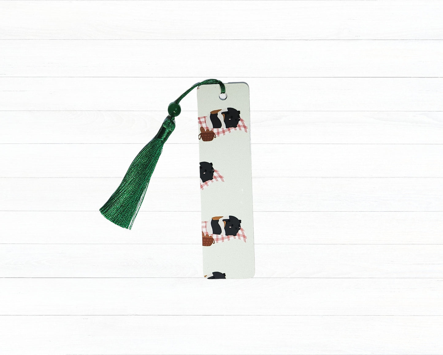 Guinea Pig Picnic Bookmark- guinea pig bookmark, picnic bookmark, guinea pig picnic, summer bookmark, green guinea pig bookmark, picnic