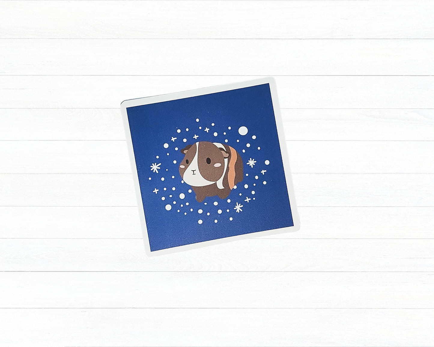 Guinea Pig Snow Sticker- winter sticker, snowflake sticker, guinea pig lovers, blue guinea pig sticker, new years guinea pig sticker