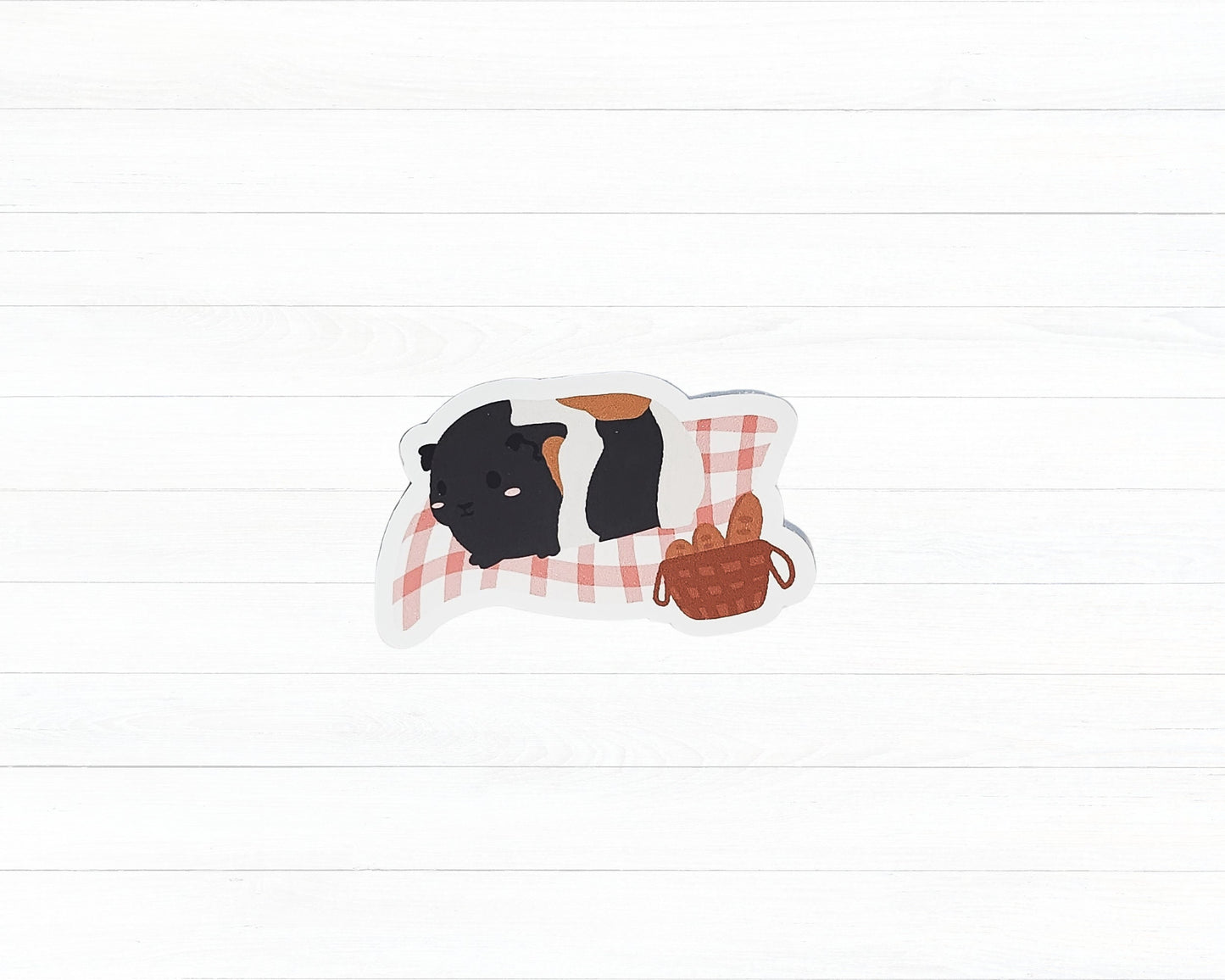 Guinea Pig Picnic Sticker- summer sticker, picnic sticker, guinea pig lovers, spring guinea pig sticker, new picnic basket sticker