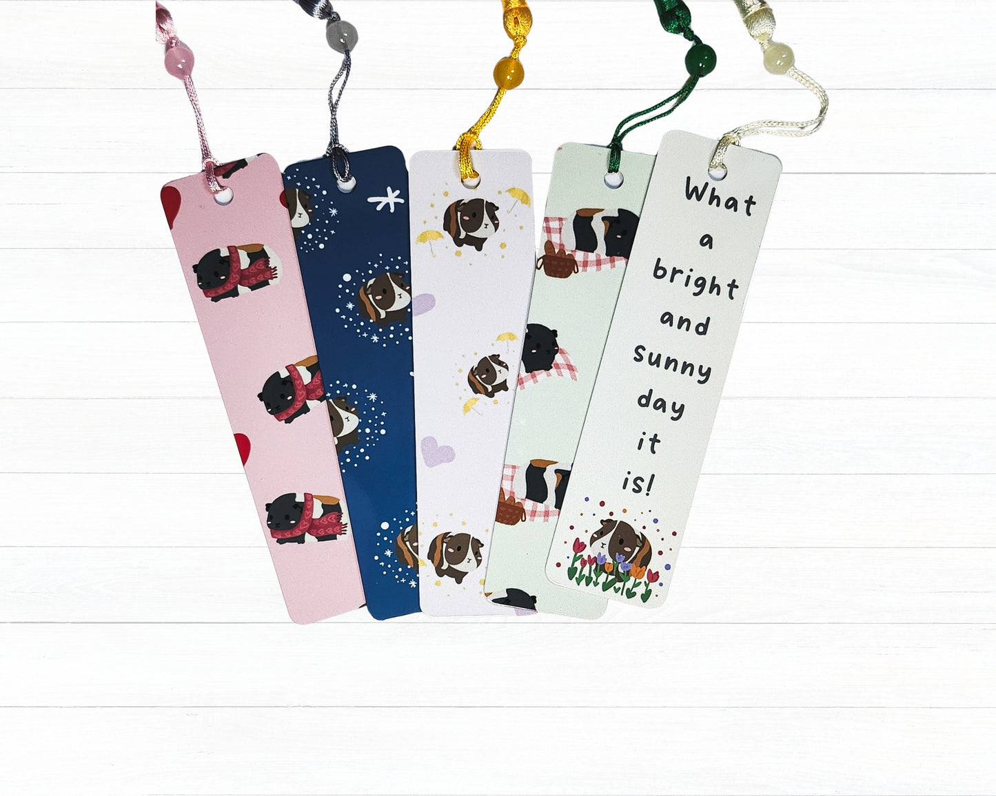 Guinea Pig Bookmark Complete Set- guinea pig bookmarks, flower bookmark, snow bookmark, spring bookmark, quote bookmark, guinea pig, picnic