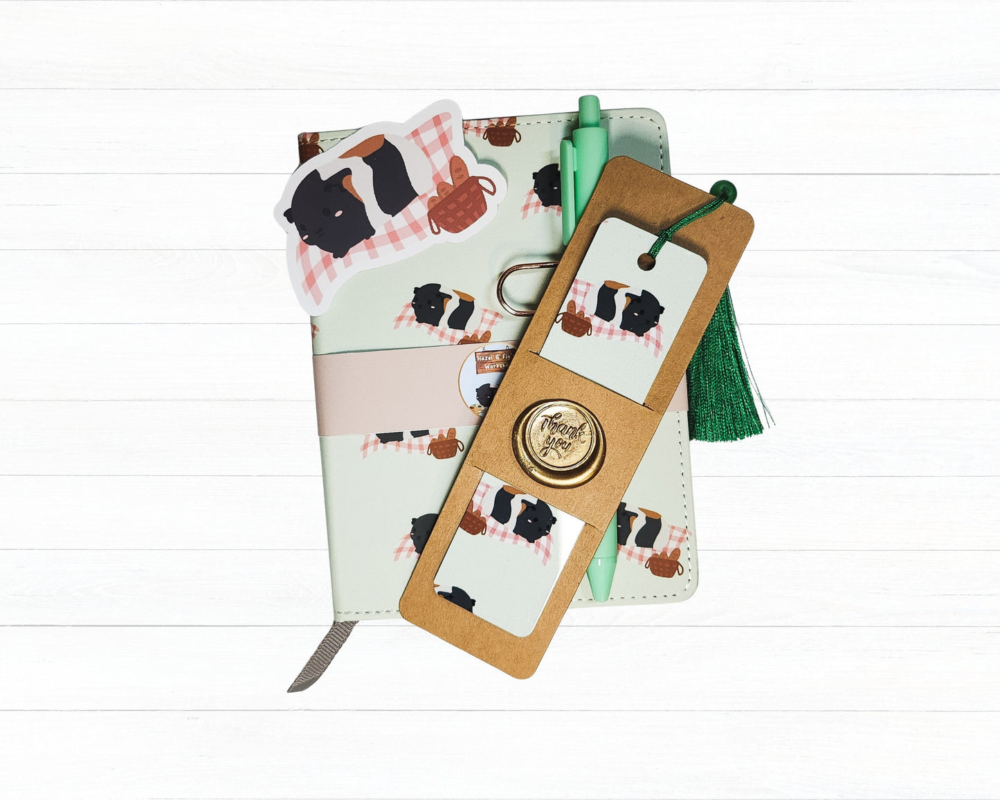 Guinea Pig Picnic Journal, Bookmark and Sticker Set- picnic notebook, picnic bookmark, guinea pig notebook, A6 notebook, picnic sticker