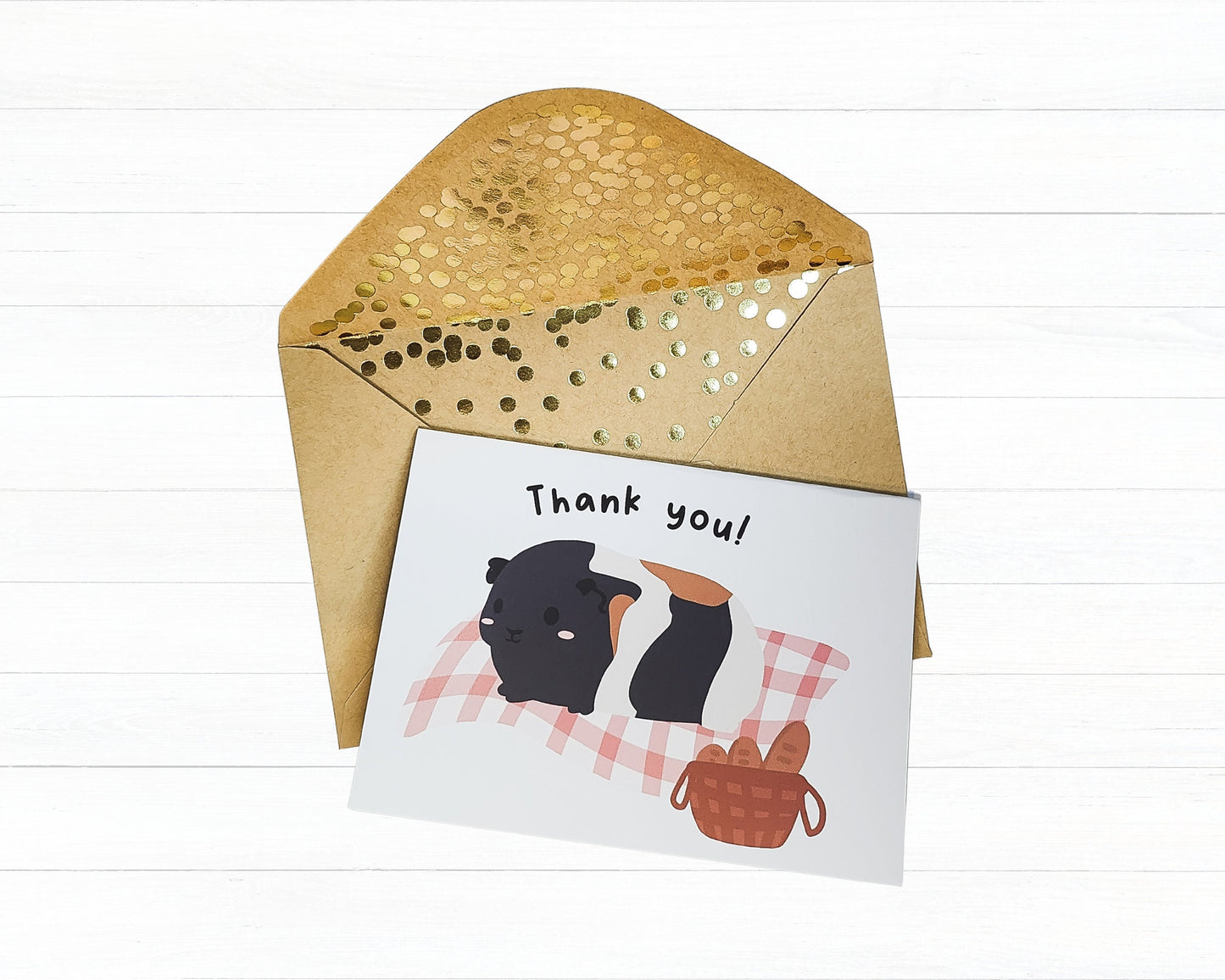 Guinea Pig Thank You Card- guinea pig thank you card, spring greeting card, spring guinea pig card, guinea pig mom, gratitude card