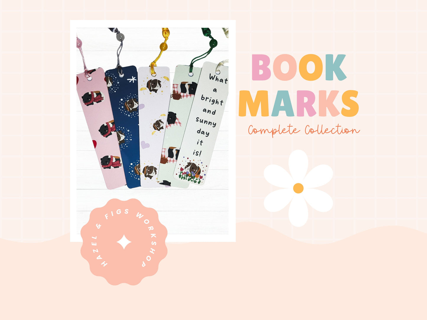 Guinea Pig Bookmark Complete Set- guinea pig bookmarks, flower bookmark, snow bookmark, spring bookmark, quote bookmark, guinea pig, picnic