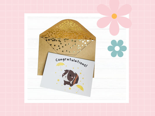 Guinea Pig Congratulations Card- guinea pig baby shower card, spring greeting card, spring guinea pig card, guinea pig mom, guinea pigs