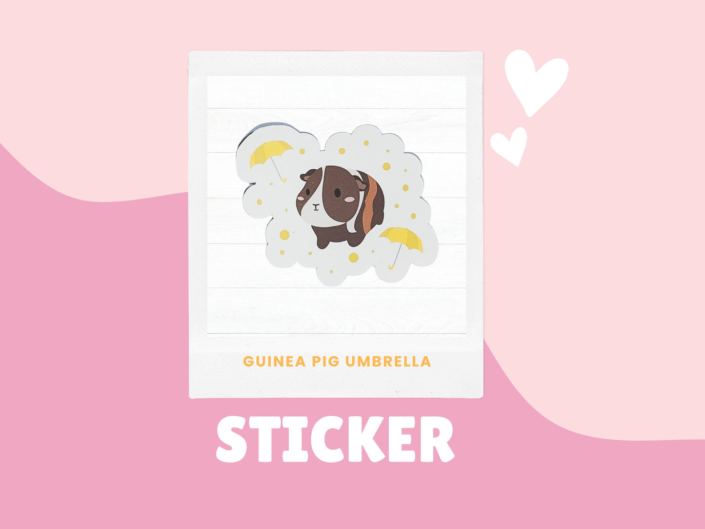 Guinea Pig Umbrella Sticker- spring sticker, raindrop sticker, guinea pig lovers, yellow guinea pig sticker, baby shower sticker, bright