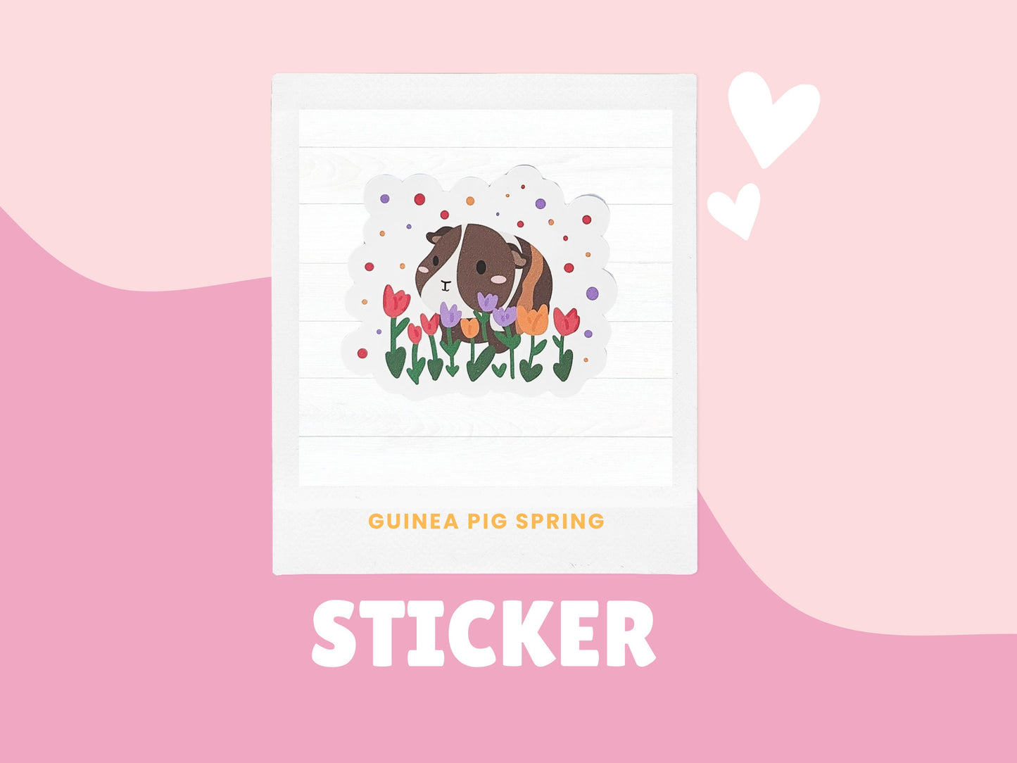 Guinea Pig Flower Sticker- spring sticker, floral sticker, guinea pig lovers, summer guinea pig sticker, spring guinea pig sticker, flowers