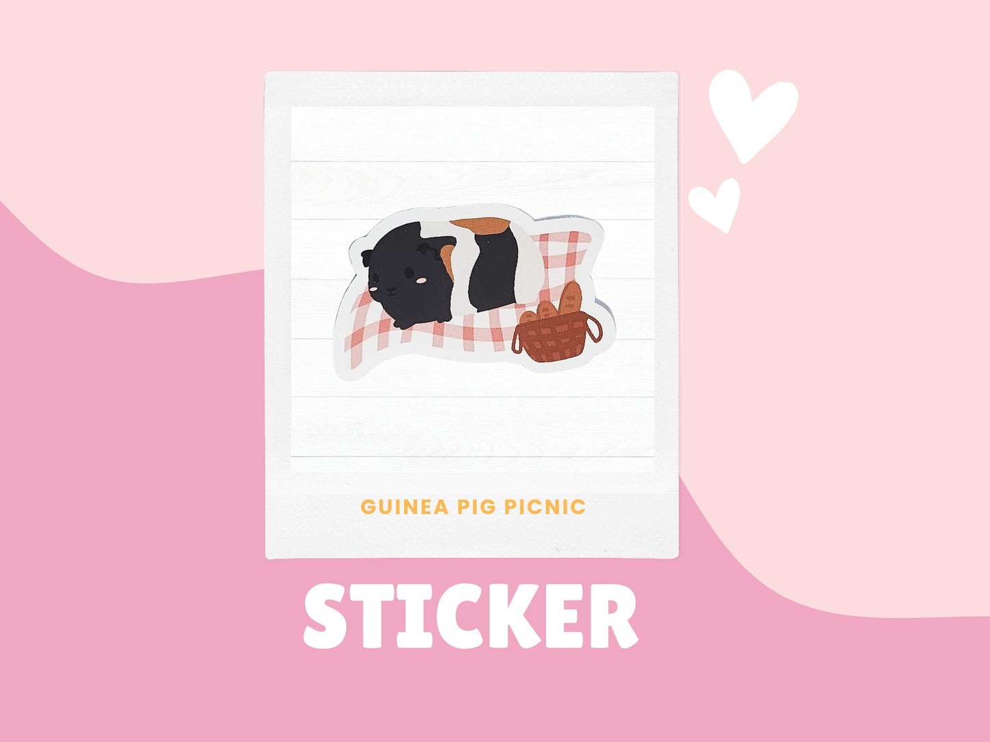 Guinea Pig Picnic Sticker- summer sticker, picnic sticker, guinea pig lovers, spring guinea pig sticker, new picnic basket sticker