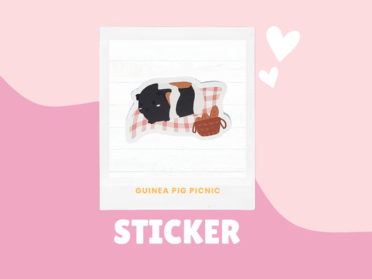 Guinea Pig Picnic Sticker- summer sticker, picnic sticker, guinea pig lovers, spring guinea pig sticker, new picnic basket sticker