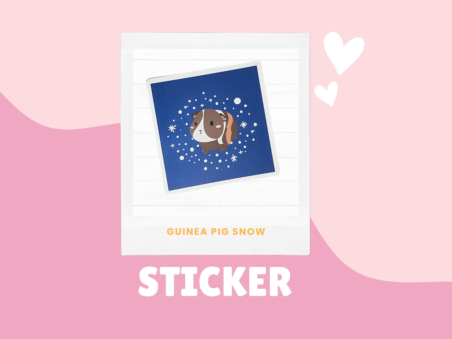 Guinea Pig Snow Sticker- winter sticker, snowflake sticker, guinea pig lovers, blue guinea pig sticker, new years guinea pig sticker